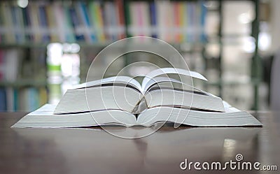 Education book library placed on the table study for knowledge learning Stock Photo