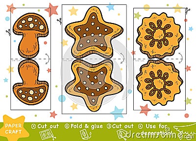 Education Christmas Paper Crafts for children, Christmas Cookies Vector Illustration