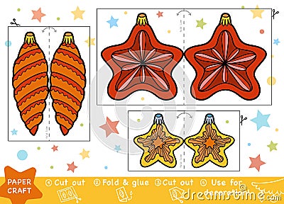 Education Paper Crafts for children, Christmas star and toys Vector Illustration