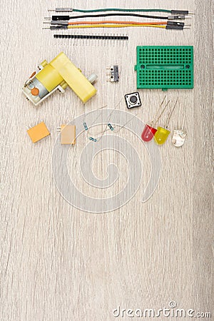 Education circuit and motor activity. Science, Technology, Engineering and Mathematics STEM education concept. frame collage Stock Photo