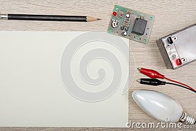 Education circuit and motor activity. Science, Technology, Engineering and Mathematics STEM education concept. frame collage Stock Photo