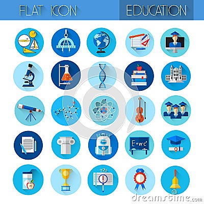 Education Collection Colorful Icon Set Stock Photo
