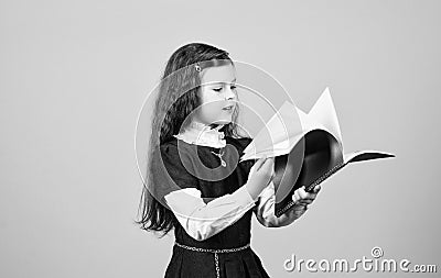 Education concept. Basic knowledge. Back to school. Knowledge day. Serious about studying. Schoolgirl adorable child Stock Photo