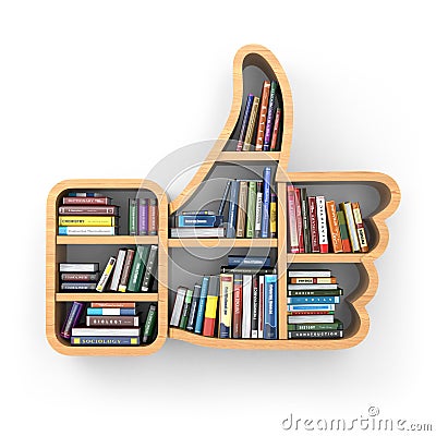 Education concept. Bookshelf with books as like symbol. Stock Photo