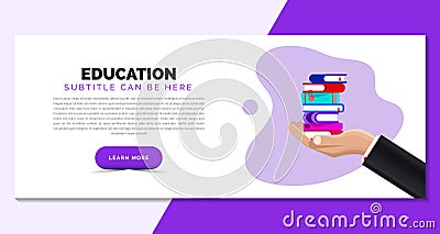 Education concept. Creative template in purple style. Vector Vector Illustration