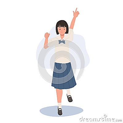 Education concept. Happy Thai School Student Ready for Learning Vector Illustration