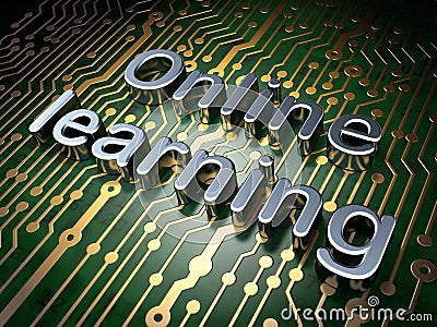 Education concept: Online Learning on circuit board background Stock Photo