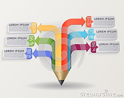 Education concept with pencil. Vector Illustration