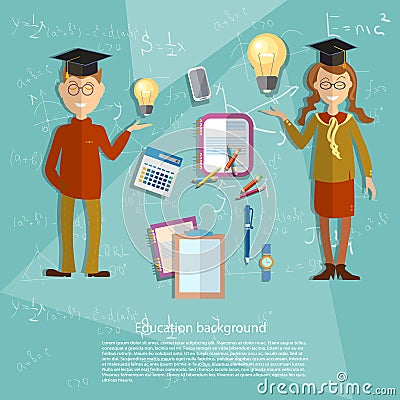 Education concept schoolboy schoolgirl Vector Illustration