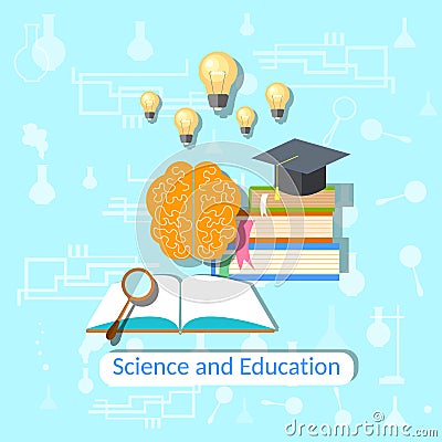 Education concept: science, college, vector illustration Vector Illustration