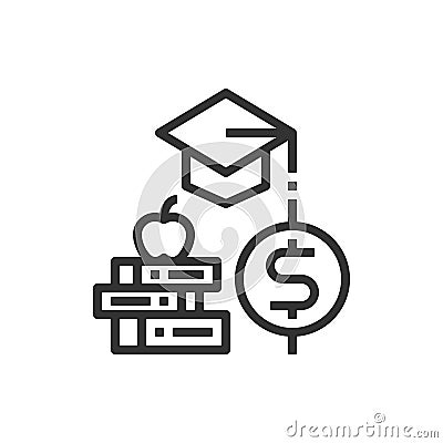 Education Cost Line Icon Vector Illustration Vector Illustration