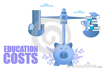 Education costs vector concept for web banner, website page Vector Illustration