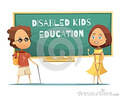 Education Of Disabled Kids Illustration Vector Illustration