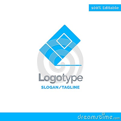 Education, Eraser, Stationary Blue Solid Logo Template. Place for Tagline Vector Illustration