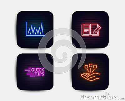 Education, Feedback and Line graph icons. Consolidation sign. Quick tips, Book with pencil, Market diagram. Vector Vector Illustration