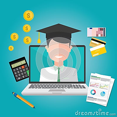 Education finance flat design concept Cartoon Illustration