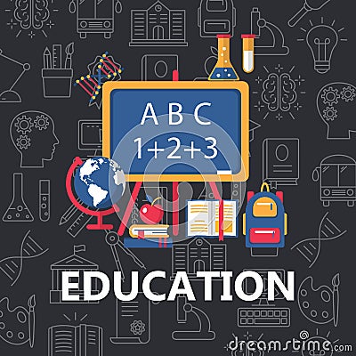 Education flat poster Vector Illustration