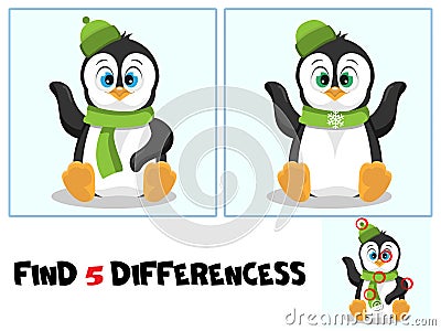 Education game for children `Find 5 differences`. Vector Illustration