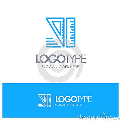 Education, Geometrical, Tools Blue outLine Logo with place for tagline Vector Illustration