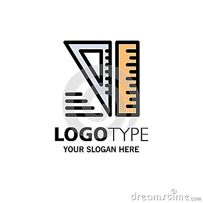 Education, Geometrical, Tools Business Logo Template. Flat Color Vector Illustration