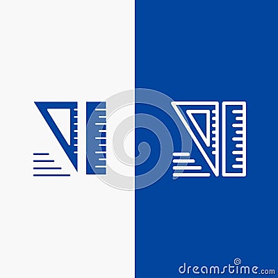 Education, Geometrical, Tools Line and Glyph Solid icon Blue banner Line and Glyph Solid icon Blue banner Vector Illustration