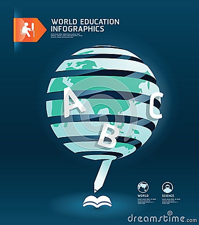 Education and graduation infographic world paper cut design Vector Illustration