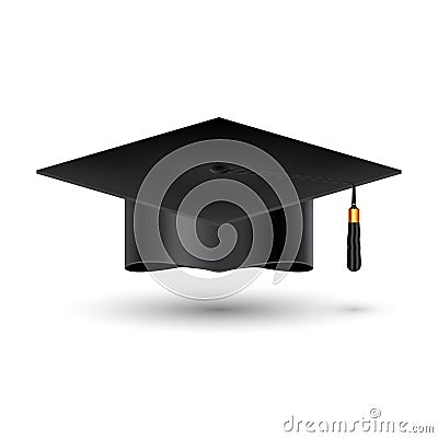 Education graduation university cup on white background. Success academic student hat for ceremony school achievement Vector Illustration