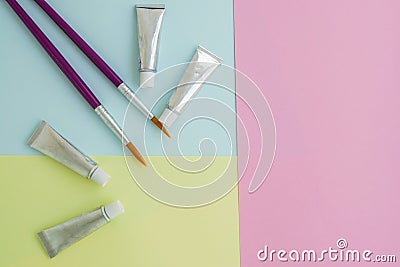 Education icon paint brush and water color on cute pastel background Stock Photo