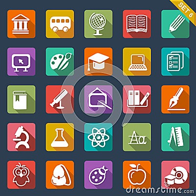 Education icon set- flat design Vector Illustration