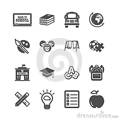 Education icons. Back to school and learning of kids concept. Glyph and outlines stroke icons theme. Sign and Symbol theme. Vector Vector Illustration