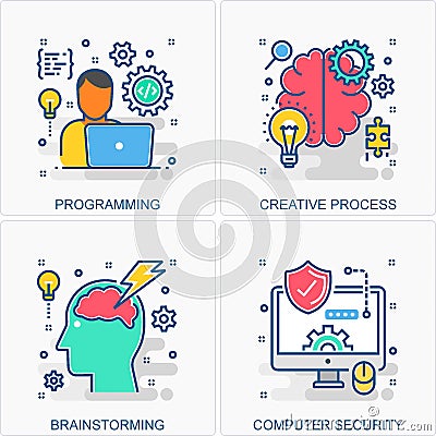 Education icons and concepts illustrations Vector Illustration