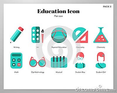 Education icons flat pack Vector Illustration