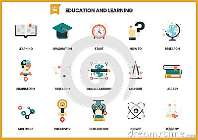 Education icons set for business Vector Illustration