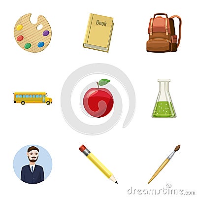 Education icons set, cartoon style Vector Illustration