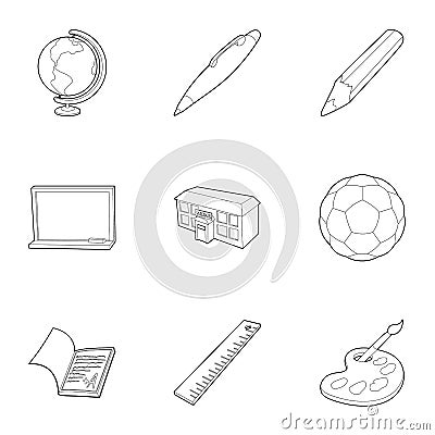 Education icons set, outline style Vector Illustration