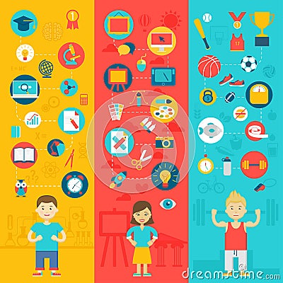 Education icons. Vector Illustration