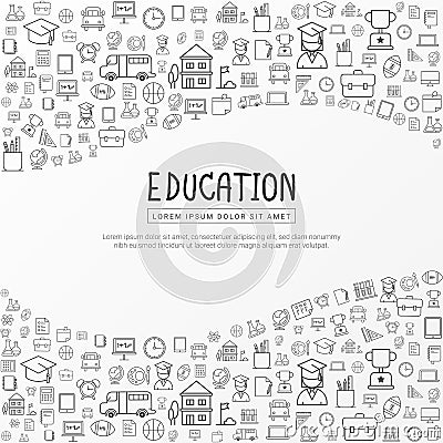 Education infographic with hand drawn doodle school icons Vector Illustration