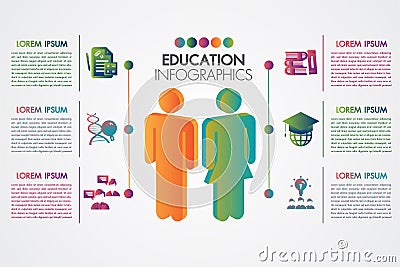 Education infographic template with icons design and 3d lerning concept colorful.Can be used for workflow layout, banner, diagram Vector Illustration