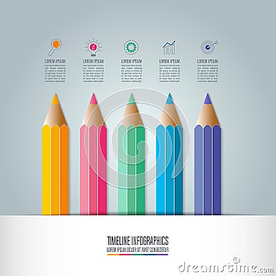 Education infographics template 5 step option. Vector Illustration