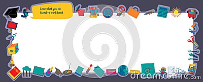 Education items banner Vector Illustration