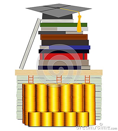 Education or Knowledge is The Best Investment ( on White Background) Cartoon Illustration