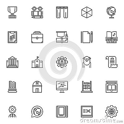 Education and knowledge outline icons set Vector Illustration
