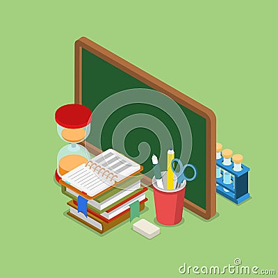 Education knowledge school college flat 3d isometric vector Vector Illustration