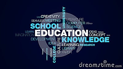 Education knowledge school university studying people success academic book college student animated word cloud Stock Photo