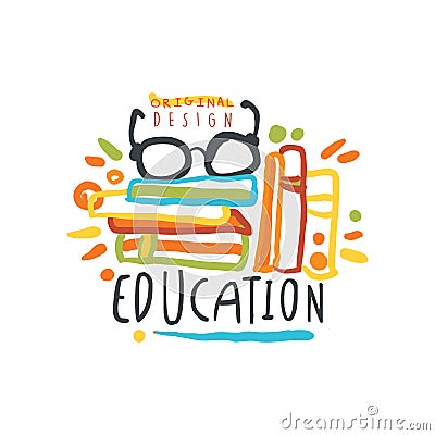 Education label, back to school logo graphic template Vector Illustration