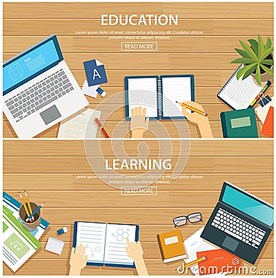 Education and learning banner flat design template Vector Illustration