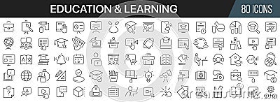 Education and learning line icons collection. Big UI icon set in a flat design. Thin outline icons pack. Vector illustration EPS10 Vector Illustration