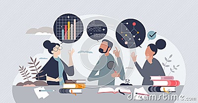 Education and learning from teachers and scientists tiny person concept Vector Illustration