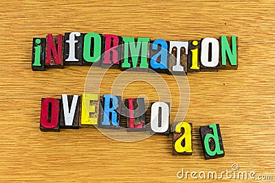 Information overload learning letterpress Stock Photo