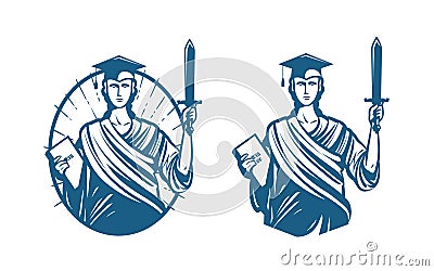 Education, legal services logo. Notary, justice, lawyer icon or symbol. Vector illustration Vector Illustration